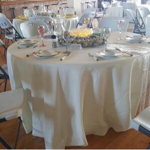 2- 90 in Lann’s Linens Cream Tablecloth for Dining
